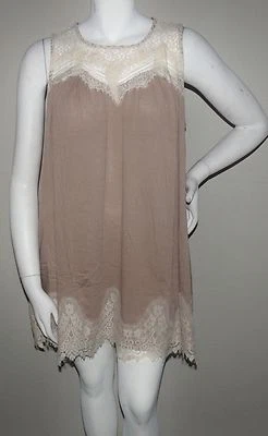 Umgee USA Lace Baby Doll Tunic Swing Dress Latte Brown Plus XL - New! - Image 1 of 3