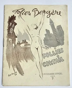 1944 Folies Berge Follies Coktail Program Before Liberation Day Occupied France - Picture 1 of 5