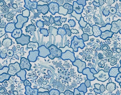 SCALAMANDRE CURTAIN FABRIC DESIGN Ziba 1.4 METRE PORCELAIN BLUE 100% LINEN MALAY - Image 1 of 4