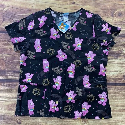 Care Bears Scrubs Women's L  All Over Print Spread Some Cheer Nurse Uniform - Image 1 of 4