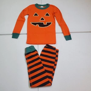 Hanna Andersson Pajama Set Jack-o-Lantern Pumpkin Halloween Orange Stripes Sz 5 - Picture 1 of 9