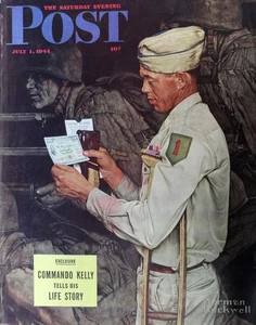 Saturday Evening Post July 1, 1944-Commando Kelly -Norman Rockwell COMPLETE BOOK - Picture 1 of 2