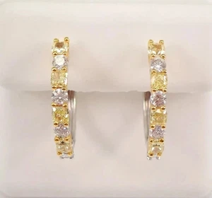 2Ct Round Cut Lab-Created Citrine Women's Hoop Earring 925 Sterling Silver - Picture 1 of 5