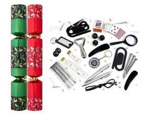 Red & Green Holly 11" Christmas Crackers Silver New Year Party Bulk Xmas 50-200 - Picture 1 of 5
