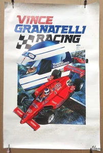 1980s F1 auto racing poster VINCE GRANATELLI RACING signed by ROBERTO GUERRERO - Picture 1 of 3