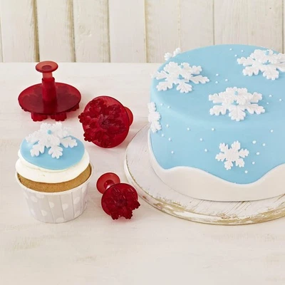 Ausstechformen  Schneeflocke Eiskristall Prägung 3er Auswerfer Fondant Marzipan  - Bild 1 von 3