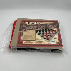 Cracker Barrel Jumbo 3 In 1 Checker Rug Game 28" Reversible Tic Tac Toe USA Made - Picture 1 of 6