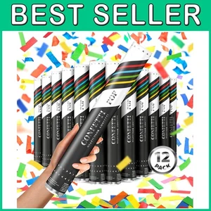 12-Pack Extra Large Party Poppers - Multicolor Biodegradable - Picture 1 of 11