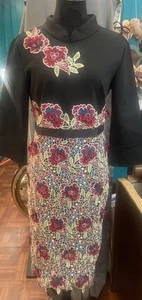 metisu dress Black With Flowers Size 2X Hand Wash & Hand Dry Only - Picture 1 of 4