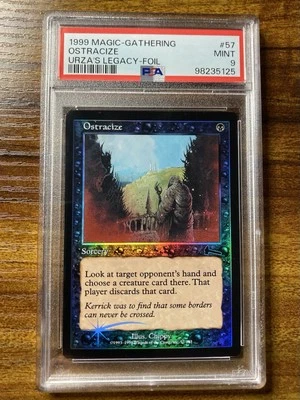 MTG✨OSTRACIZE FOIL✨Urza’s Legacy PSA 9 MINT Sorcery 1999 Chippy Art POP 1 ! - Image 1 of 4