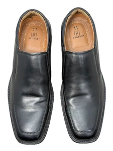 Mocasín de vestir George Shoes para hombre 11 Dominic cuero negro punta cuadrada MNGE22GN001 - Imagen 1 de 10