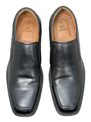 Mocasín de vestir George Shoes para hombre 11 Dominic cuero negro punta cuadrada MNGE22GN001 Foto 1 de 4