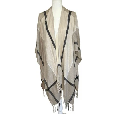 Three Dots Wrap Shall Ruana Scarf Throw Women's One Size | Beige | EUC - Image 1 of 4