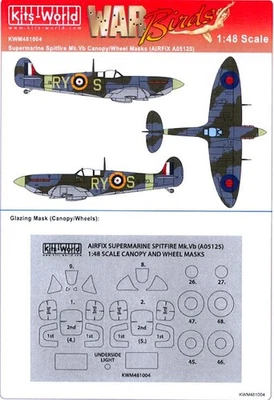 Kits World Decals 1/48 SPITFIRE Mk.Vb CANOPY & WHEELS PAINT MASK Airfix - Image 1 of 2