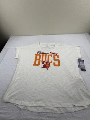 Fanatics Tampa Bay Buccaneers Football Cream Woman’s V Neck T-Shirt NEW Sz XL - Image 1 of 4