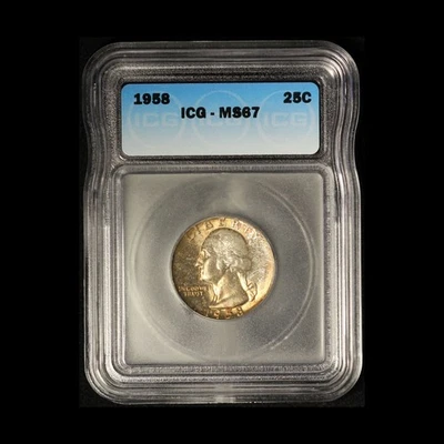 1958 25c Washington Quarter Dollar ICG MS67 - Free Shipping USA - Image 1 of 3