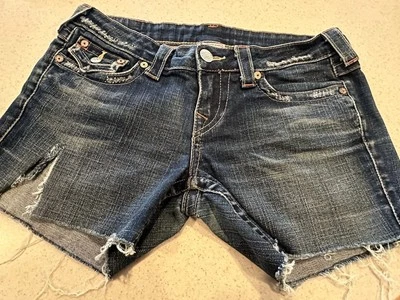 True Religion Denim womens Jeans Joey Shorts 29 Cut-Off 4” Inseam Distressed USA - Image 1 of 4