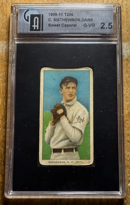 T206 Christy Mathewson Gorra Oscura Dulce Caporal... GAI 2.5 G-VG... ¡Icono de Gigantes HOF! Foto 1 de 2