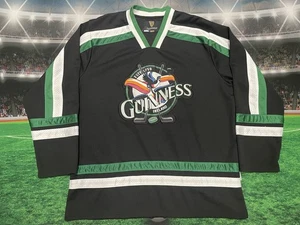GUINNESS Beer Hockey Jersey Sz XL Black Sewn On Ireland Toucan Est 1759 Used - Picture 1 of 14