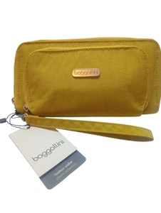 Baggallini Hudson Geldbörse Kalbsleder senfgelb Reißverschluss Reise Neu mit Etikett - Bild 1 von 5