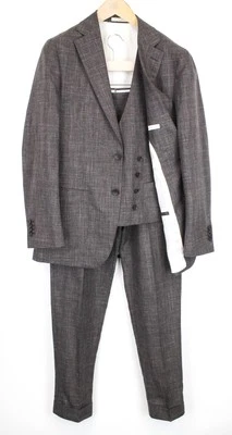 SUITSUPPLY Havana Men's Suit UK38R Slim Wool Silk Melange 3 Piece Brown Blend - Image 1 of 4