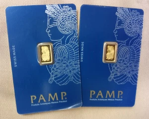 PAMP SUISSE GOLD 2 Secuencial # 1 Gramo.9999 Barras Lingote Sellado Billetera Tarjeta de trueque - Imagen 1 de 2