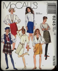 Ungeschnitten Größe 12 Taille 26 1/2 Zoll Wickelrock McCalls 6245 Mustervariationen - Bild 1 von 2