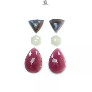 35.70cts Natural Multi Sapphire Rose Cut Pear Shape 10*8mm - 21.5*15mm 6pcs Set - Imagen 1 de 4