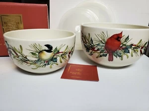 Lenox WINTER GREETINGS STACKABLE BOWLS WITH LIDS Set of 2 New in box - Picture 1 of 4