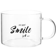 Glass Espresso Latte Mugs with Handle - Clear Wide Mouth Coffee Cup