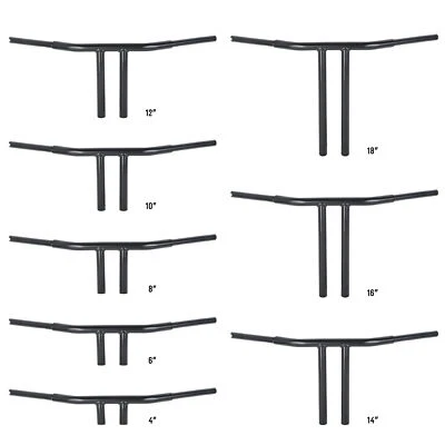 4"/6"/8"/10"/12'' /14''/16''/18''Rise T-Bars Handlebar Fit For Harley Dyna Black - Image 1 of 4