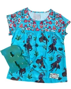 Cowgirl Blouse – Western Woman Turquoise and Floral Top - Picture 1 of 5