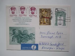 Tarjeta postal de Polonia 1989 a Noruega - Imagen 1 de 2