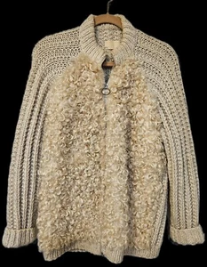 Maglione Scozia pelle di agnello e lana zip ANTARTEX STYLE agnello riccio vintage - Foto 1 di 15