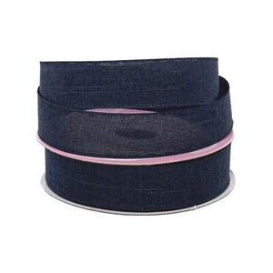 Dark Blue Linen Ribbon | Navy Blue Faux Linen Ribbon - 5/8in.x25Yds (pm59600572) - Picture 1 of 1