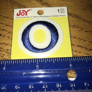 Small Iron-on Embroidered Felt Letter Initial BLUE “O” Patch (Joy Brand) 14G3 - Picture 1 of 3