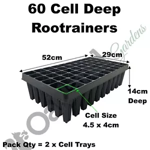 60 Cell Deep Rootrainer Plug Plant Seed Tray Root Trainers Tree Tray Qty = 2 - Picture 1 of 4