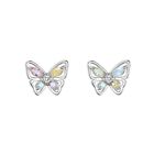 Silver Needle Butterfly Earrings Rhinestone Diamond Ears Stud  Women Jewellry