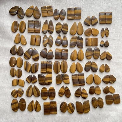 Tiger's Eye Cabochon Spiritual Gemstone Jewelry Making Cabochon Pair Natural - Image 1 of 3