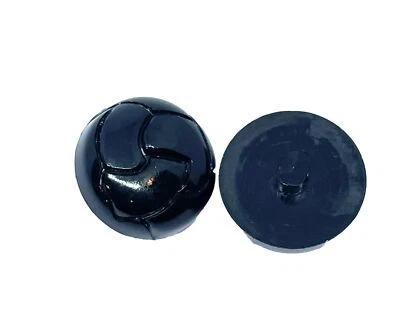 6pcs X 20mm Black Round Shank Buttons Half Dome Leather Tuff Style Shiny Finish - Image 1 of 4
