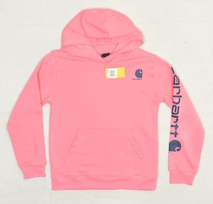 Carhartt Women's Graphic Pullover Hoodie Cotton Pink Size L 9897-G Stained - Picture 1 of 8