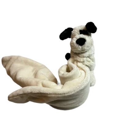 Cobertor de segurança Jellycat Bashful preto creme chupeta cachorro bebê amoroso macio - Imagem 1 de 4