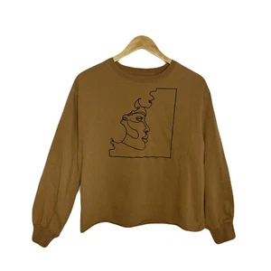 WELL WORN Los Angeles Sweatshirt Women Size S Crewneck Embroider Puff Sleeve #ii - Picture 1 of 5