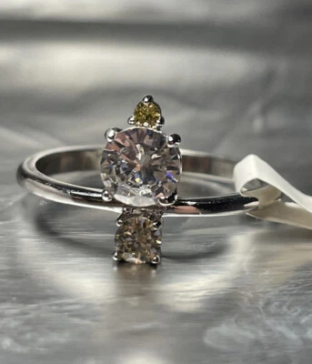 NWT Modern Ring Jewelry Green/Purple/White Stones Sz10 W/Rhodium Simple Band RBP - Image 1 of 4