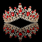TOBATOBA Red Crown Queen Crowns for Women Crystal Wedding Tiara for Women Queen 