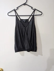 Womens Cami V-neck Top By Bardot Shimmery Black Strappy Relaxed Blouse Size 6 XS - Picture 1 of 10