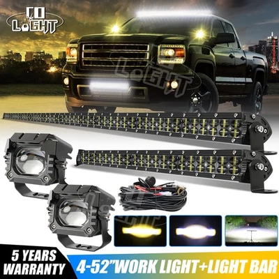 Barra de luz LED de techo de 52"" + Kit combinado de cápsulas de 22"" + 4" para GMC Sierra 1500/2500/3500 Foto 1 de 4