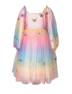 Lola + The Boys Rainbow Butterfly Ombre Dress Tulle Party Princess Size 12 - Picture 1 of 9