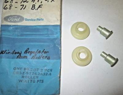 NOS 68 71 Mustang Fairlane Cougar Window Regulator Arm Rollers C8SZ-57262A32-A Foto 1 de 4
