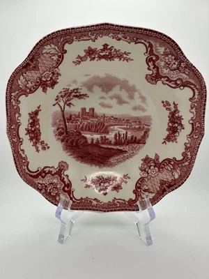 1930s Johnson Bros "Old Britain Castles" Red Pink Transferware 7" Bowl VTG - Image 1 of 4